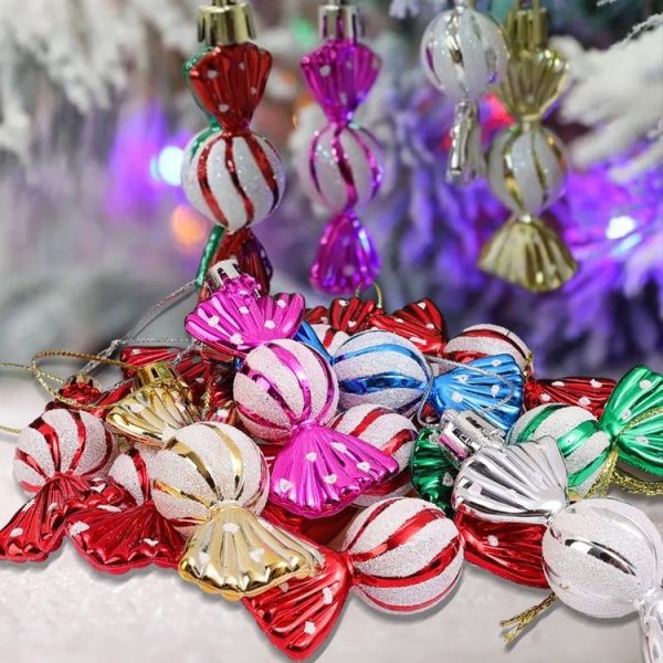6pcs / Box Candy Christmas Tree DIY Ornaments New Year Xmas Gifts Christmas Ball Decoration (Red) - Image 6