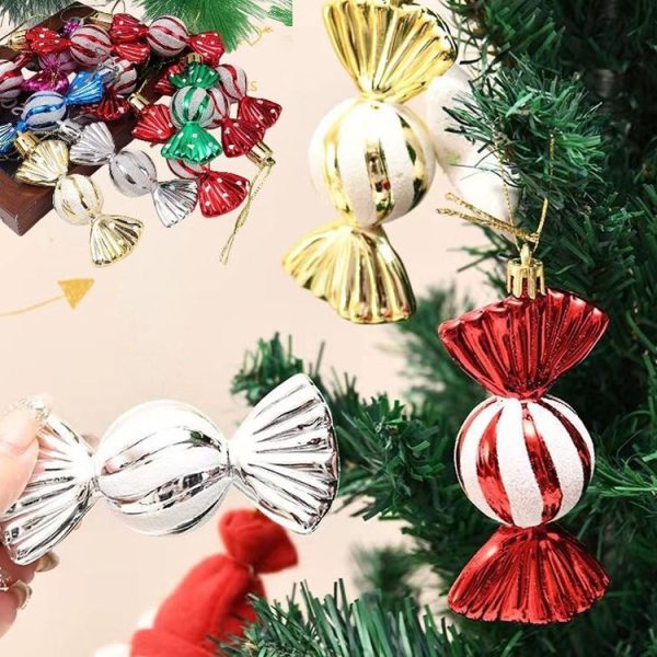 6pcs / Box Candy Christmas Tree DIY Ornaments New Year Xmas Gifts Christmas Ball Decoration (Red) - Image 7