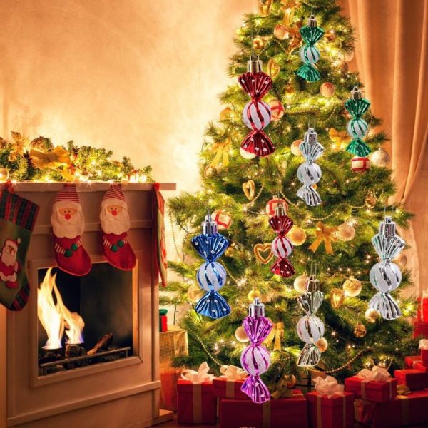 6pcs / Box Candy Christmas Tree DIY Ornaments New Year Xmas Gifts Christmas Ball Decoration (Red) - Image 8