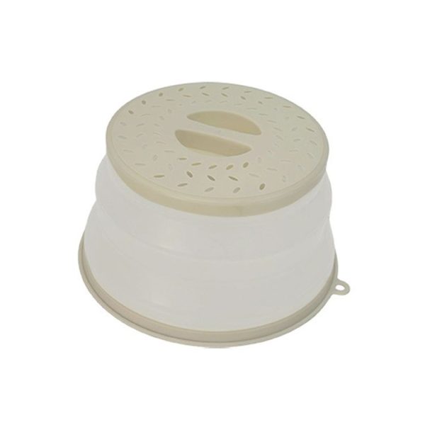 Kitchen Foldable Microwave Oven Splash Guard Household Multifunctional Food Preservation Cover, Style: Small White