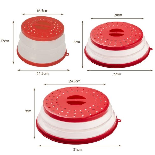 Kitchen Foldable Microwave Oven Splash Guard Household Multifunctional Food Preservation Cover, Style: Small White - Image 3