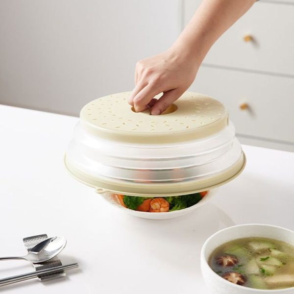 Kitchen Foldable Microwave Oven Splash Guard Household Multifunctional Food Preservation Cover, Style: Small White - Image 9