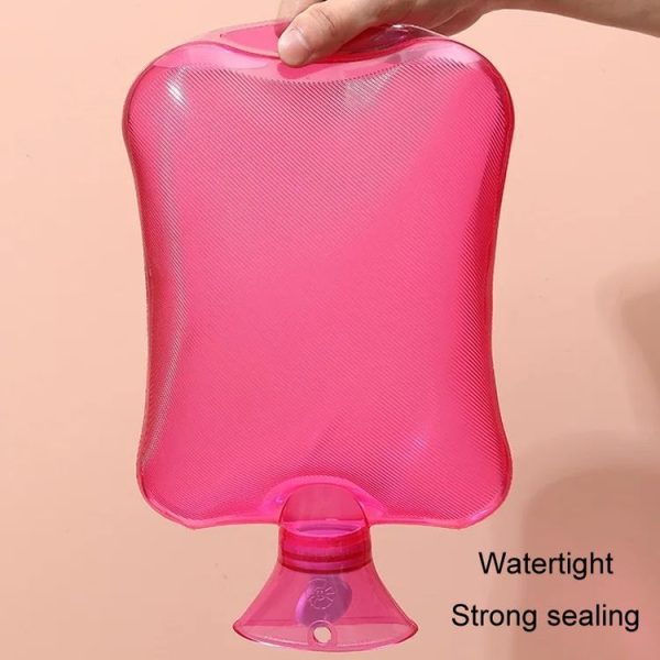 Clear PVC Thick Warm Water Bag Hand Warmer Girls Pocket Warmer Hot Water Bag, Color: 1000ml Pink - Image 4