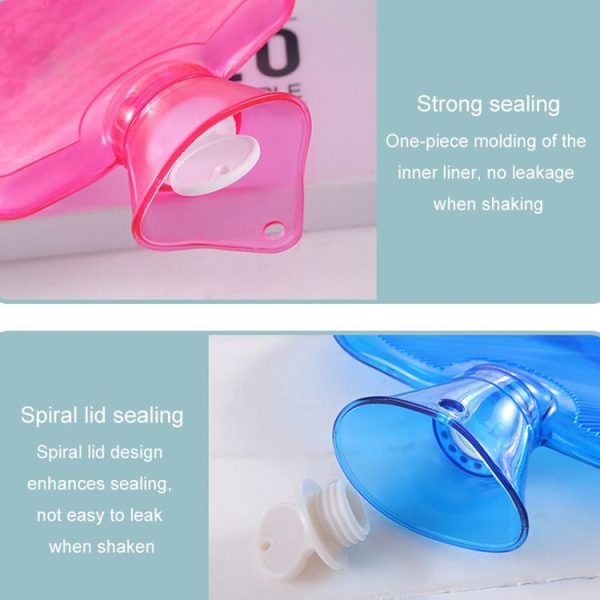 Clear PVC Thick Warm Water Bag Hand Warmer Girls Pocket Warmer Hot Water Bag, Color: 1000ml Pink - Image 6