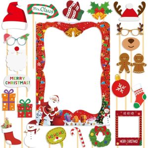 21pcs / Set Christmas Party Decoration Children Adults Quirky Photo Frame Handheld Photo Props