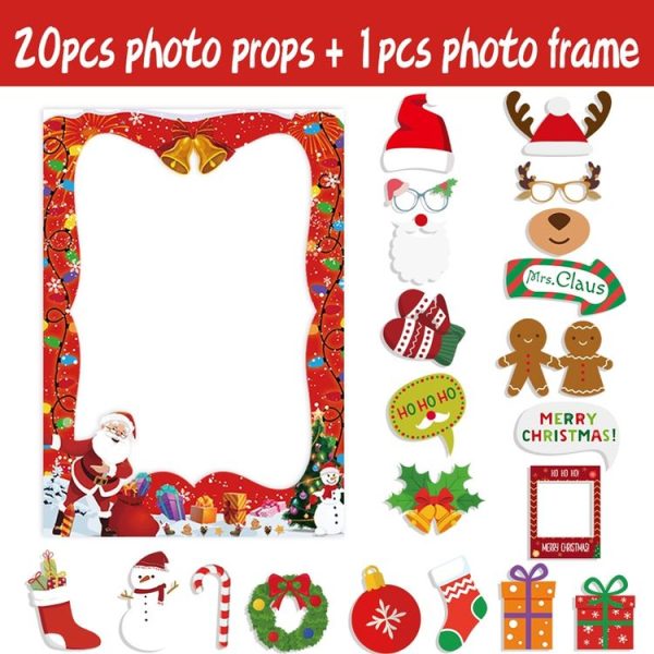 21pcs / Set Christmas Party Decoration Children Adults Quirky Photo Frame Handheld Photo Props - Image 3