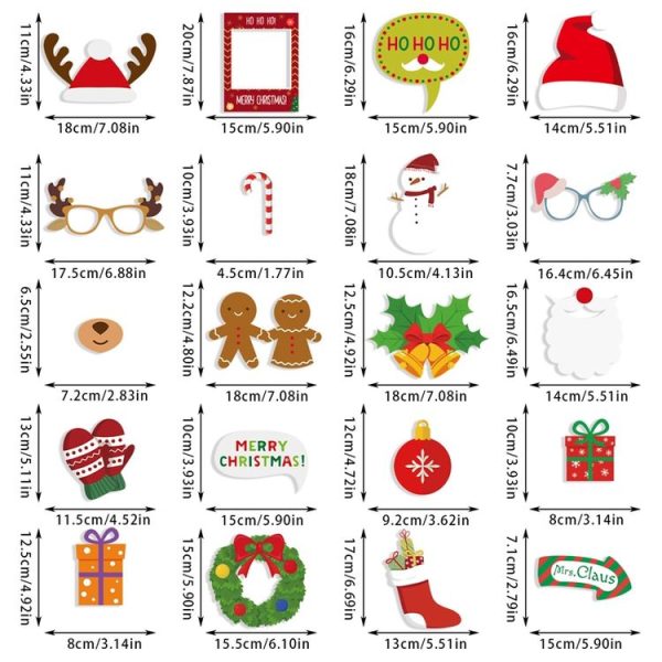 21pcs / Set Christmas Party Decoration Children Adults Quirky Photo Frame Handheld Photo Props - Image 5