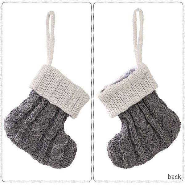 Mini Knitted Christmas Gift Socks Holiday Decorations (Pink) - Image 3
