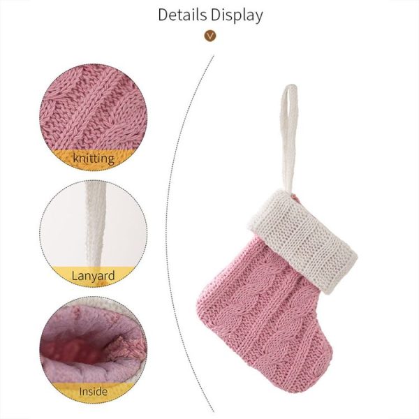 Mini Knitted Christmas Gift Socks Holiday Decorations (Pink) - Image 4