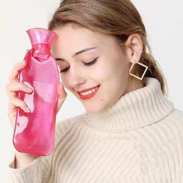 Long Strip Hot Water Bag PVC Explosion-proof Rubber Warm Water Bag Girls Winter Bed Warmer, Color: 500ml Rose+Random Cover - Image 2