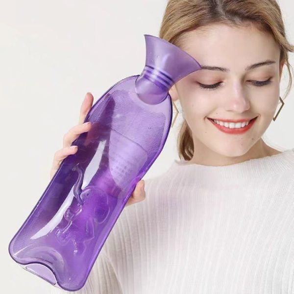 Long Strip Hot Water Bag PVC Explosion-proof Rubber Warm Water Bag Girls Winter Bed Warmer, Color: 500ml Rose+Random Cover - Image 6