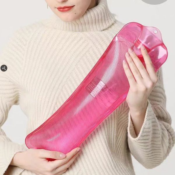 Long Strip Hot Water Bag PVC Explosion-proof Rubber Warm Water Bag Girls Winter Bed Warmer, Color: 500ml Rose+Random Cover - Image 7
