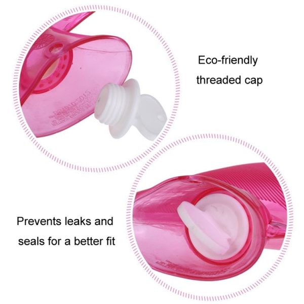 250ml PVC Hot Water Bag Thickened Transparent Filling Water Hot Water Bottle Winter Warmer Bag (Pink) - Image 4