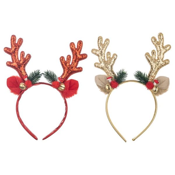 Bell Antler Headdress Christmas Ball Party Decoration Headband (Red) - Image 2