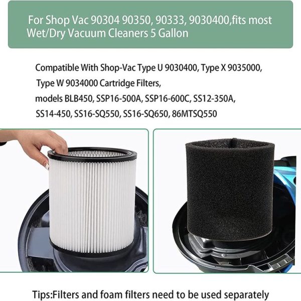 Shop-Vac 90350 90304 90333 Vacuum Cleaner Accessories 1 Filter - Image 5