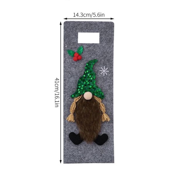 Christmas Cartoon Wine Bottle Cover Holiday Party Decoration Gift Bag (Red) - Image 3