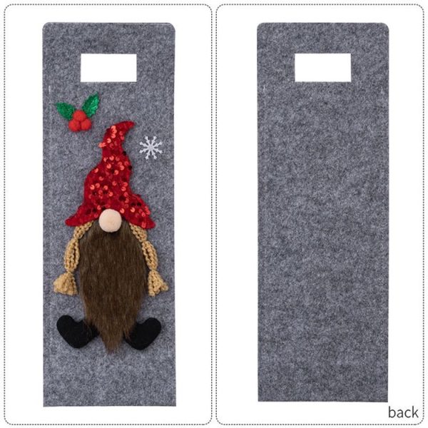 Christmas Cartoon Wine Bottle Cover Holiday Party Decoration Gift Bag (Red) - Image 4