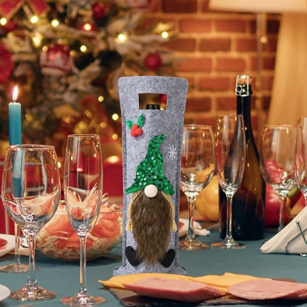 Christmas Cartoon Wine Bottle Cover Holiday Party Decoration Gift Bag (Red) - Image 7