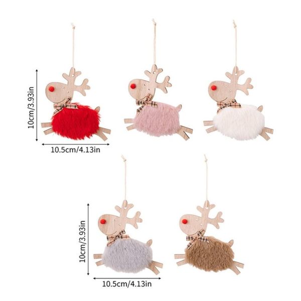 Christmas Tree Wooden Plush Elk Pendant Festival Decorations (Red) - Image 2
