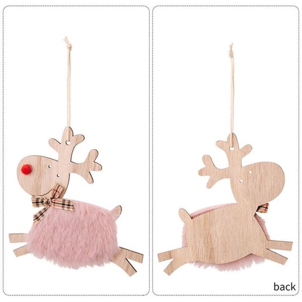 Christmas Tree Wooden Plush Elk Pendant Festival Decorations (Red) - Image 3