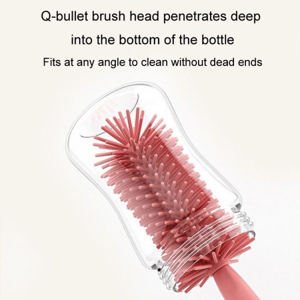Portable 3 In 1 Food Grade Silicone Bottle Brush Set Multipurpose Baby Bottle Straw Cleaner Brush (Green) - Image 5