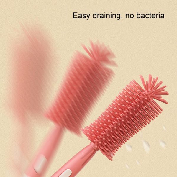 Portable 3 In 1 Food Grade Silicone Bottle Brush Set Multipurpose Baby Bottle Straw Cleaner Brush (Green) - Image 7