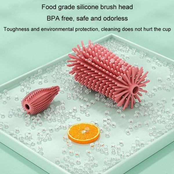 Portable 3 In 1 Food Grade Silicone Bottle Brush Set Multipurpose Baby Bottle Straw Cleaner Brush (Green) - Image 8