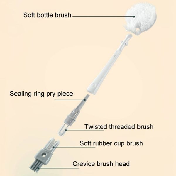 Multifunction Bottle Brush Long Handle Household Cup Washing Kettle Kitchen Cleaning Brush (White) - Image 6