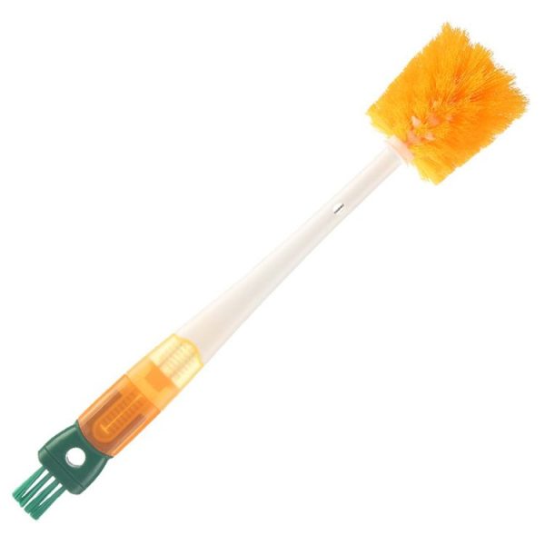 5 In 1 Multifunctional Cup Brush Long Carrot Washing Bottle Cup Lid Groove Cleaning Brush (Red-orange)