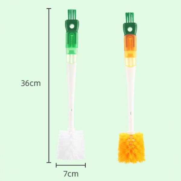 5 In 1 Multifunctional Cup Brush Long Carrot Washing Bottle Cup Lid Groove Cleaning Brush (Red-orange) - Image 3