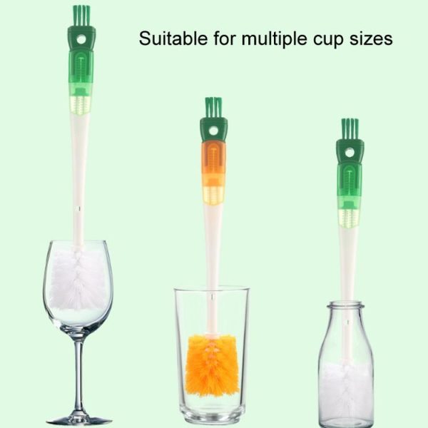5 In 1 Multifunctional Cup Brush Long Carrot Washing Bottle Cup Lid Groove Cleaning Brush (Red-orange) - Image 4