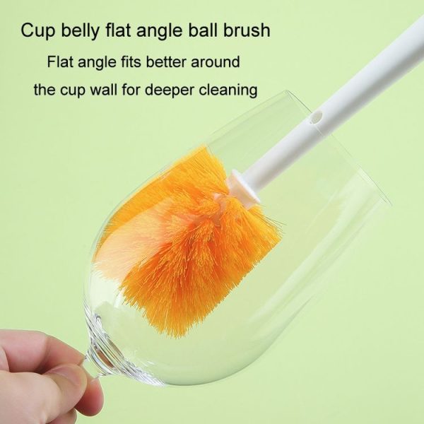 5 In 1 Multifunctional Cup Brush Long Carrot Washing Bottle Cup Lid Groove Cleaning Brush (Red-orange) - Image 9