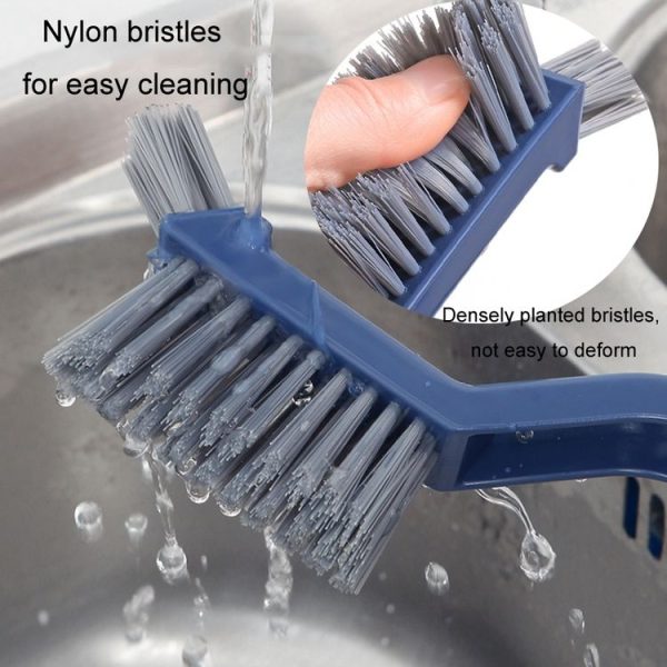 3 In 1 Multipurpose Bathroom Tile Floor Crevice Cleaning Brush Window Groove Wall Corner Brush (Blue) - Image 9