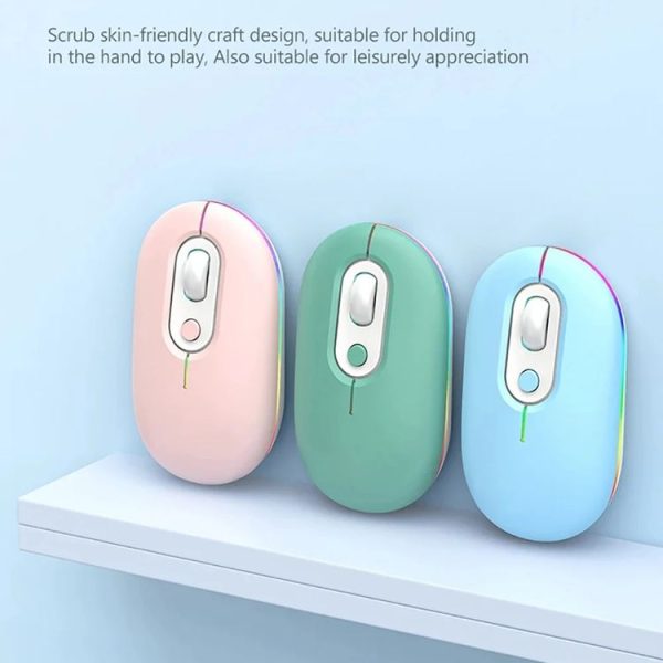 Rechargeable Illuminated Silent Wireless Mouse, Style: 2.4G Pink - Image 2