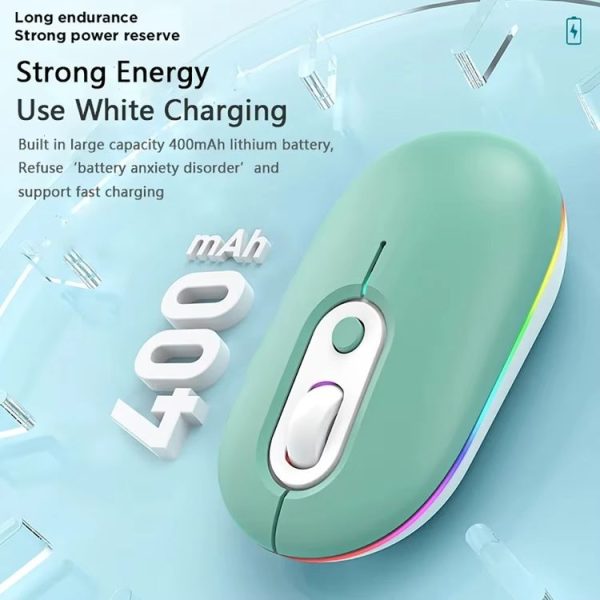 Rechargeable Illuminated Silent Wireless Mouse, Style: 2.4G Pink - Image 5