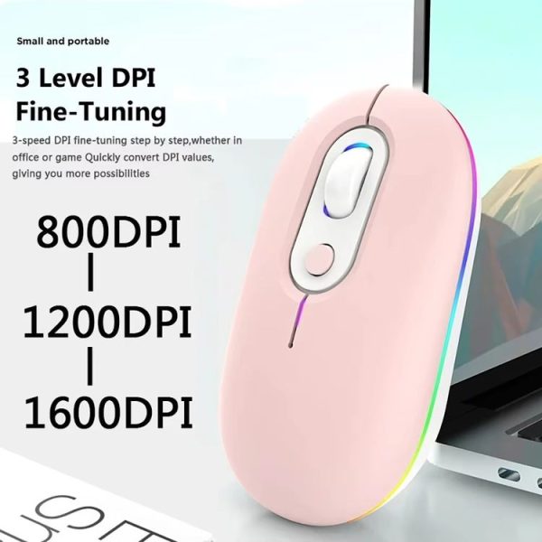 Rechargeable Illuminated Silent Wireless Mouse, Style: 2.4G Pink - Image 7