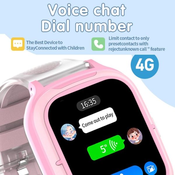 4G Kids Smart Phone Positioning Watch IP67 Waterproof / Video / Voice Calling (Pink) - Image 7