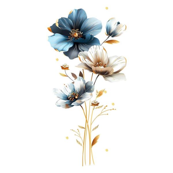 PH-QT670 Beautiful 3D Embossed Texture Flower Stickers Children Bedroom Home Decor Wall Decals