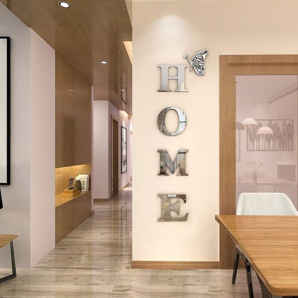 HOME Family Slogan 3D Acrylic Mirror Wall Sticker Foyer Doorway Decoration (Silver) - Image 2