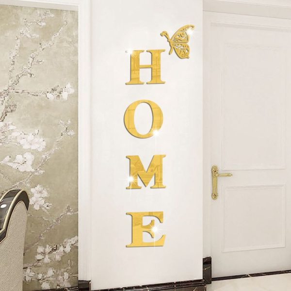 HOME Family Slogan 3D Acrylic Mirror Wall Sticker Foyer Doorway Decoration (Silver) - Image 4