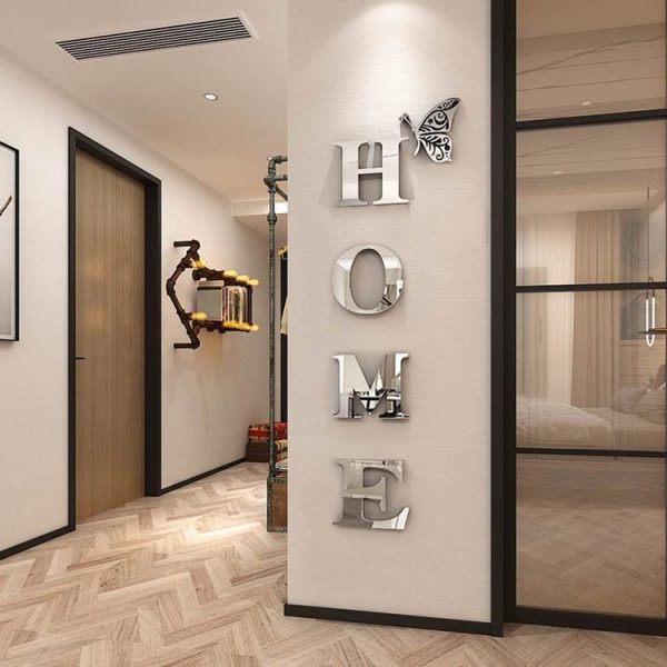 HOME Family Slogan 3D Acrylic Mirror Wall Sticker Foyer Doorway Decoration (Silver) - Image 5