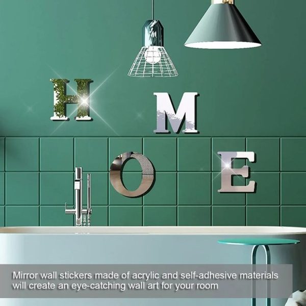 HOME Family Slogan 3D Acrylic Mirror Wall Sticker Foyer Doorway Decoration (Silver) - Image 7