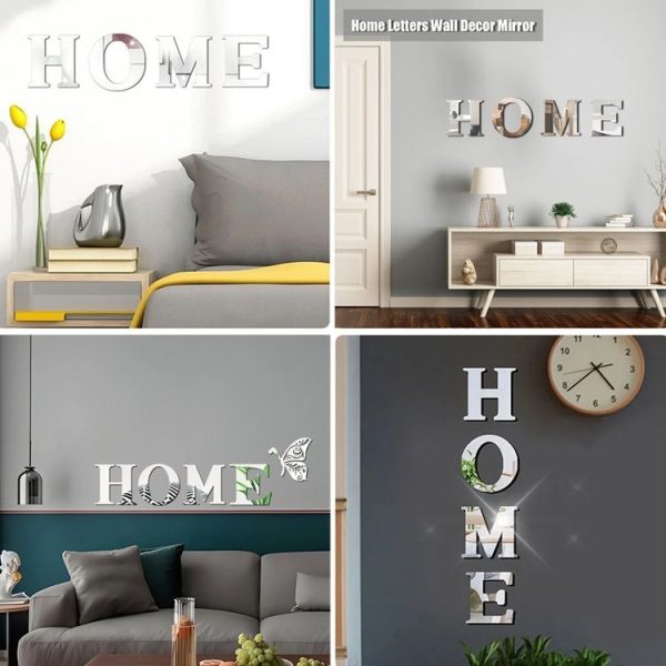 HOME Family Slogan 3D Acrylic Mirror Wall Sticker Foyer Doorway Decoration (Silver) - Image 8