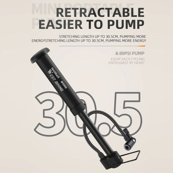 WEST BIKING Mini Bicycle Pump Cycling Equipment (Black) - Image 5