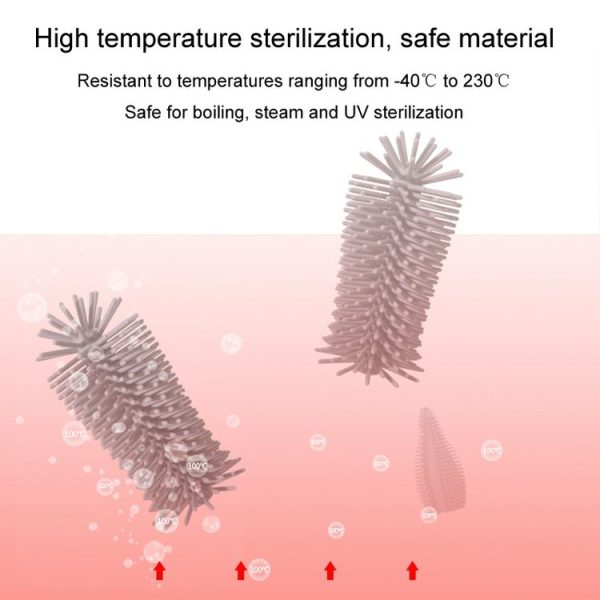 Silicone Rotating Multifunction Cleaning Cup Brush Set Bottle Nipple Straw Cleaner Brush (Straight Handle Pink) - Image 10