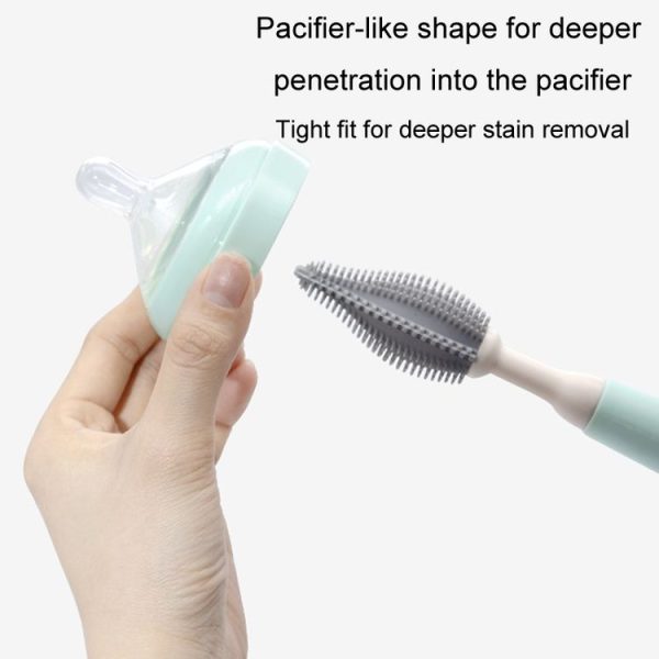 Silicone Rotating Multifunction Cleaning Cup Brush Set Bottle Nipple Straw Cleaner Brush (Straight Handle Pink) - Image 6