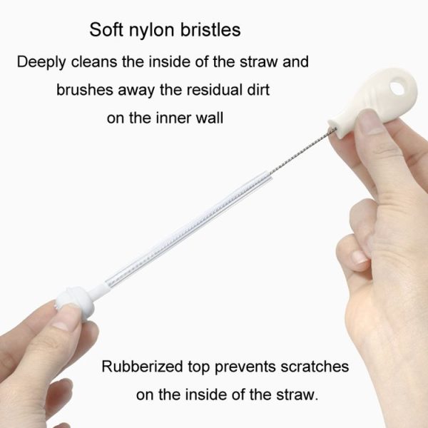 Silicone Rotating Multifunction Cleaning Cup Brush Set Bottle Nipple Straw Cleaner Brush (Straight Handle Pink) - Image 7