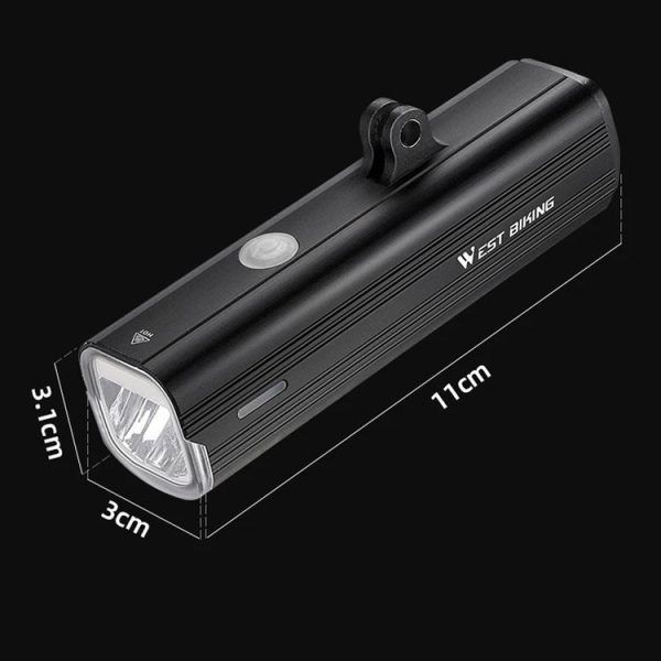 WEST BIKING Bicycle High Lumen Type-C Aluminum Alloy Headlight, Specification: Light Without Holder - Image 2