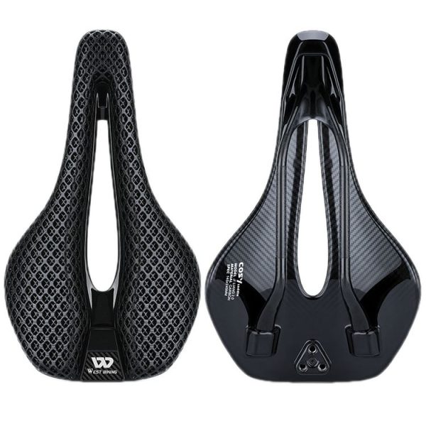 WEST BIKING Road Bicycle Carbon Fiber Ultralight Breathable Seat (Black) - Image 2