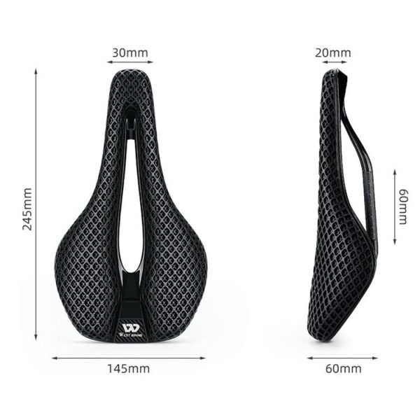 WEST BIKING Road Bicycle Carbon Fiber Ultralight Breathable Seat (Black) - Image 3
